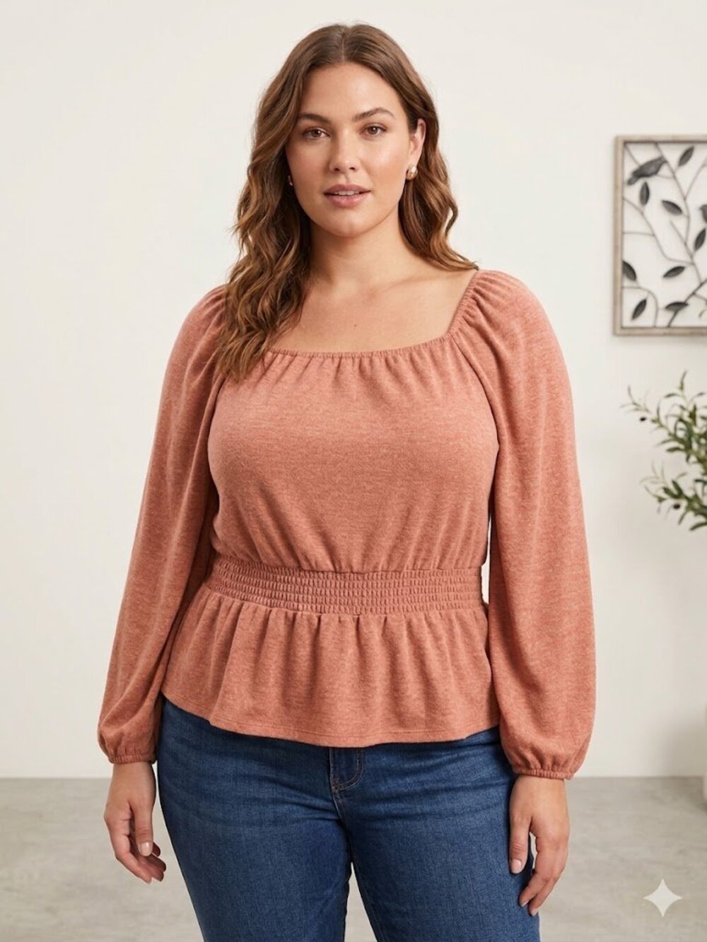 NWT Lauren Conrad sz large smocked peplum hem silver thin striped top